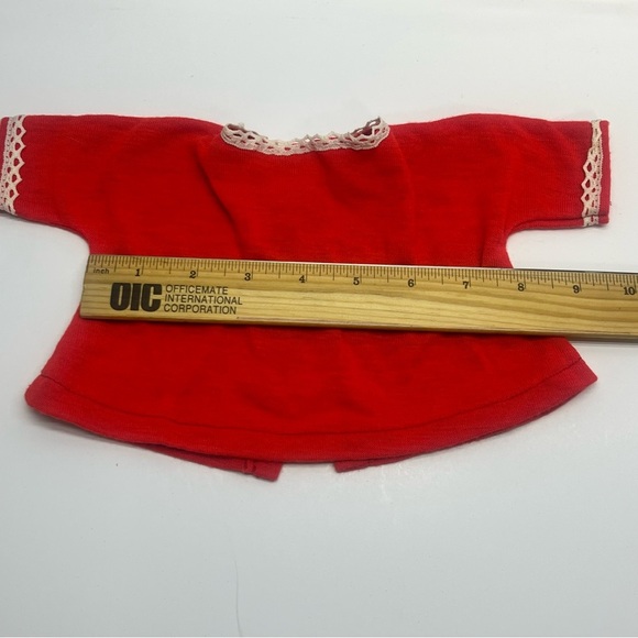 vintage vogue dolls clothes red doll long sleeve top lace trim made in usa - Picture 2 of 8